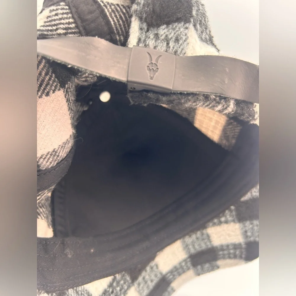 Allsaints Black/White Tweed Check Plaid Adjustable Baseball Cap Authentic NWT